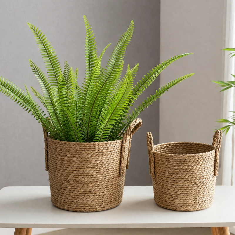CANASTO CESTA DE YUTE TEJIDO ESTILO RUSTICO CON ASAS M - 3