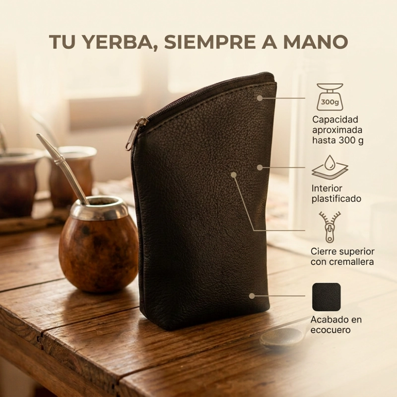 YERBERA ECOCUERO PREMIUM PARA YERBA MATE 300G CAPACIDAD - 4