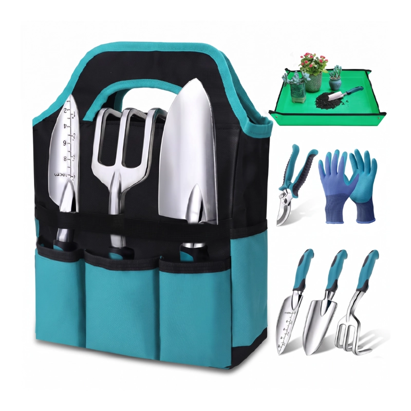 KIT HERRAMIENTAS JARDINERIA CON BOLSO GUANTES Y ACCESORIOS - 1