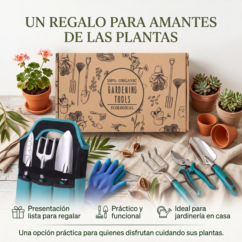 KIT HERRAMIENTAS JARDINERIA CON BOLSO GUANTES Y ACCESORIOS - 7