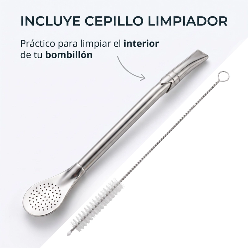 BOMBILLON PICO REY ACERO INOXIDABLE CON LIMPIADOR - 6