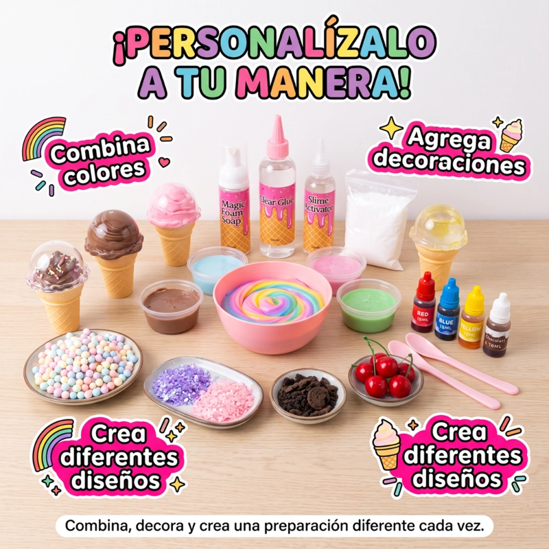 KIT PARA CREAR SLIME COMPLETO CON ACCESORIOS Y CAJA ORGANIZADORA - 5