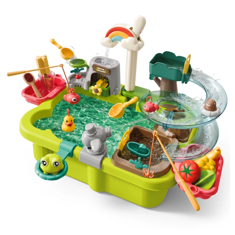 MESA DE AGUA INFANTIL CON LLAVE RECIRCULANTE TOBOGAN Y ACCESORIOS - 1