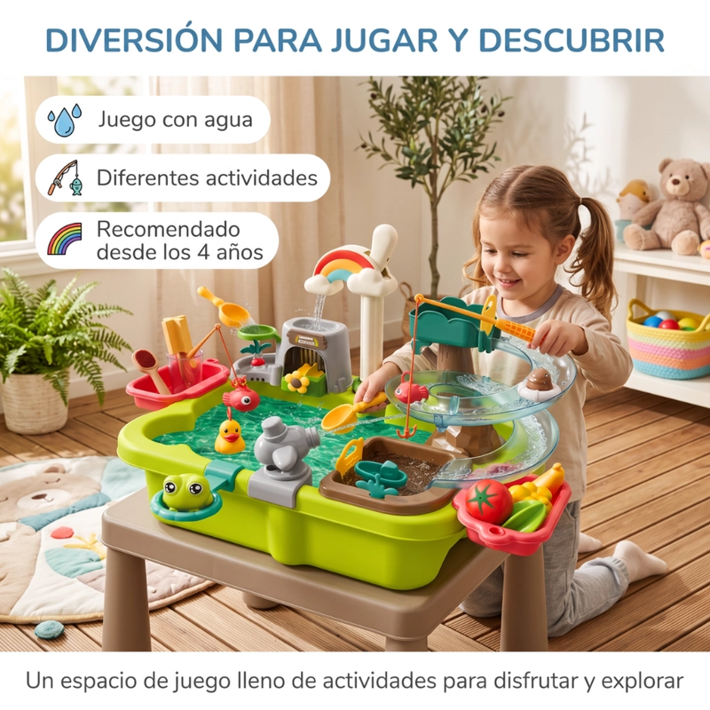MESA DE AGUA INFANTIL CON LLAVE RECIRCULANTE TOBOGAN Y ACCESORIOS - 4