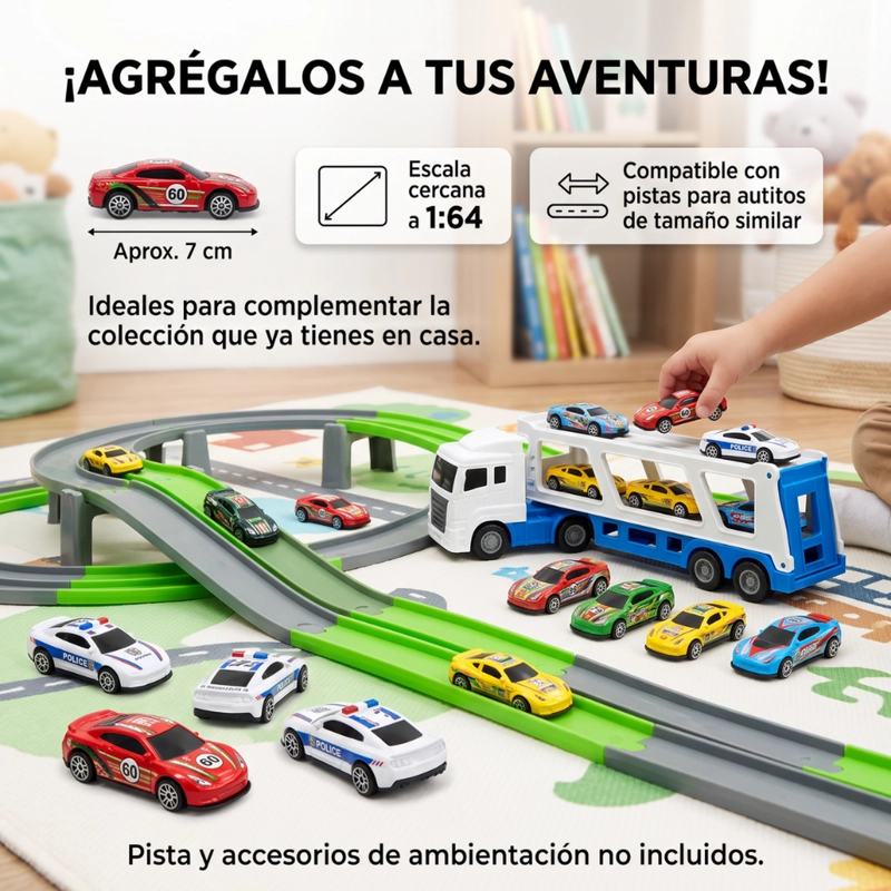 SET 60 AUTITOS CON CONTENEDOR MALETIN Y PISTA DE JUEGO INFANTIL - 7