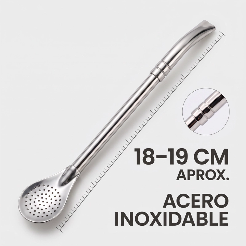 BOMBILLA PICO LORO ACERO INOXIDABLE CON LIMPIADOR - 5
