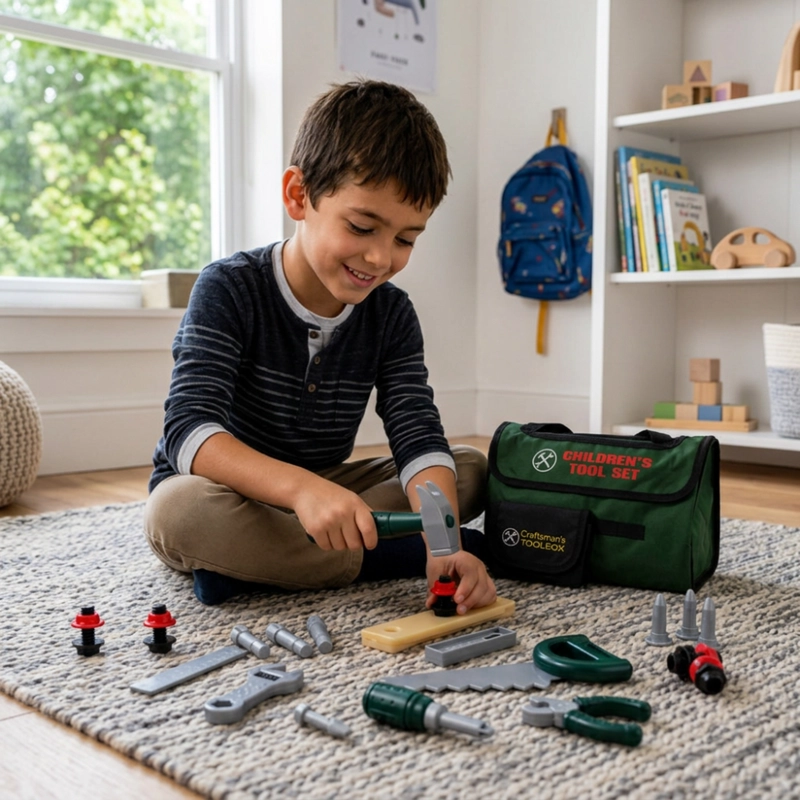 BOLSO HERRAMIENTAS INFANTIL REALISTA JUEGO CONSTRUCTOR CON ACCESORIOS - 3