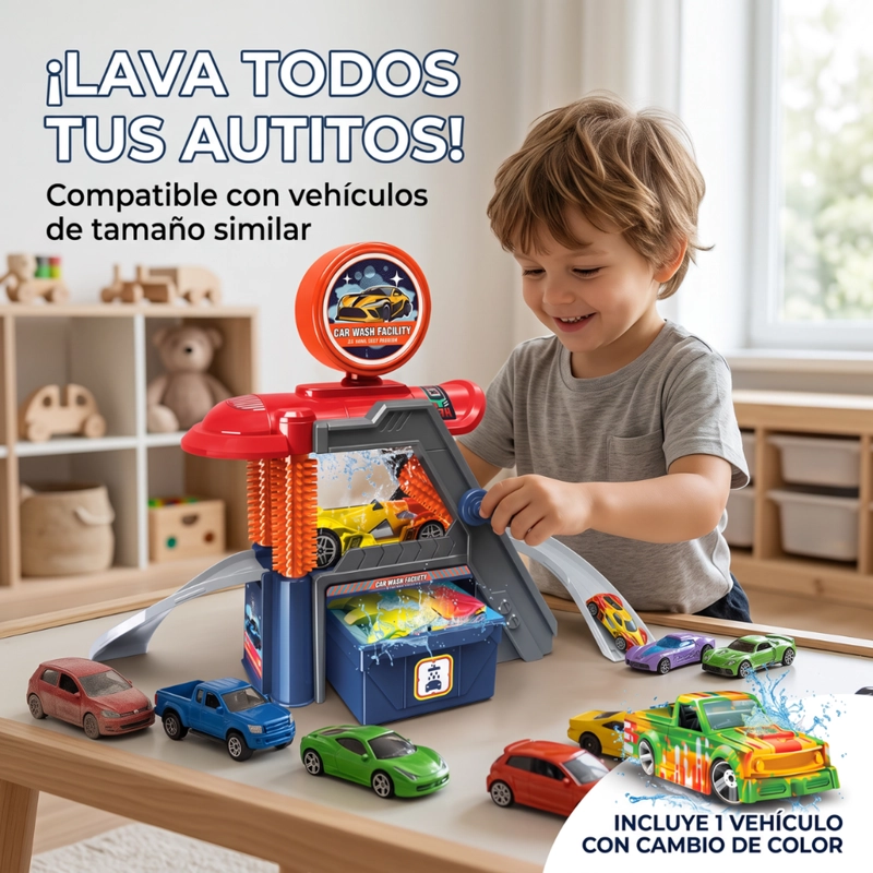 ESTACION LAVADO DE AUTOS JUGUETE CON PISTA Y ACCESORIOS INFANTIL - 3