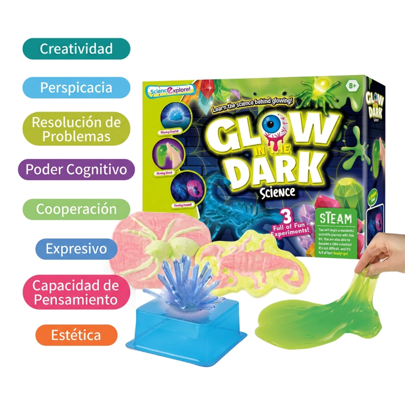 KIT EXPERIMENTO SLIME QUE BRILLA EN LA OSCURIDAD CIENCIA - 2