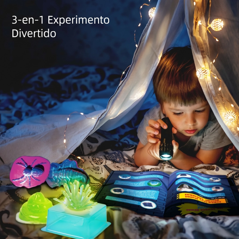 KIT EXPERIMENTO SLIME QUE BRILLA EN LA OSCURIDAD CIENCIA - 4