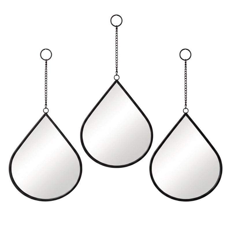 SET 3 ESPEJOS FORMA GOTA PARA PARED DECORATIVOS CON MARCO - 1