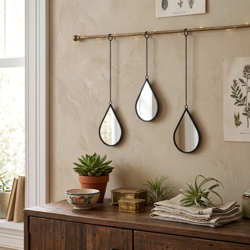 SET 3 ESPEJOS FORMA GOTA PARA PARED DECORATIVOS CON MARCO - 3