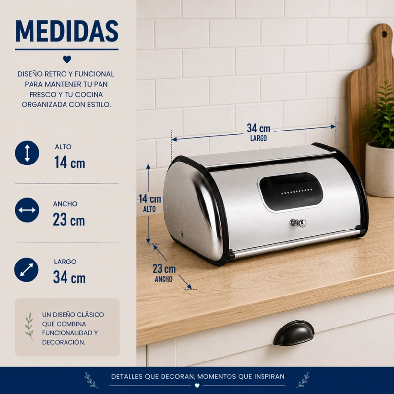 PANERA METALICA VINTAGE RETRO ACERO INOXIDABLE MEDIANA - 7