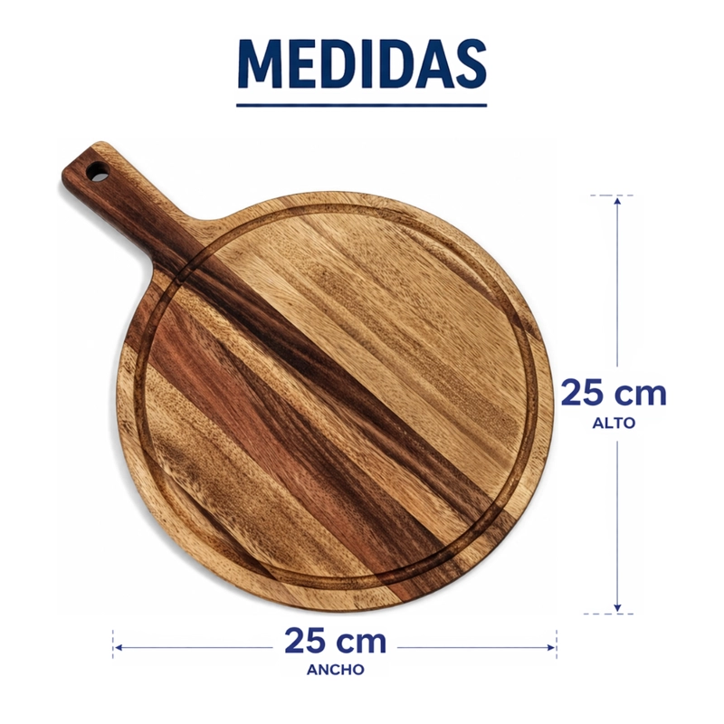 SET 2 TABLA DE MADERA REDONDA MULTIUSO BASE CALOR PICOTEO S - 9