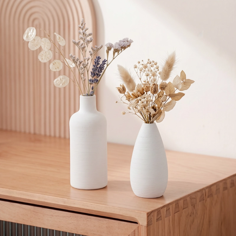 SET 4 FLOREROS DE CERAMICA DECORATIVOS ESTILO NORDICO HOGAR - 2