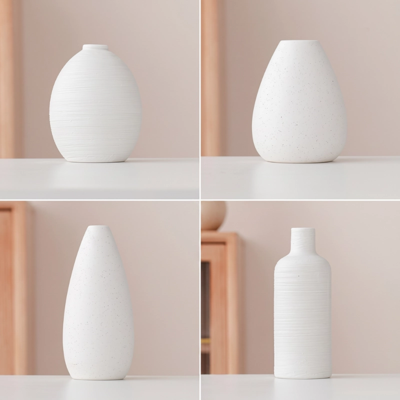 SET 4 FLOREROS DE CERAMICA DECORATIVOS ESTILO NORDICO HOGAR - 4