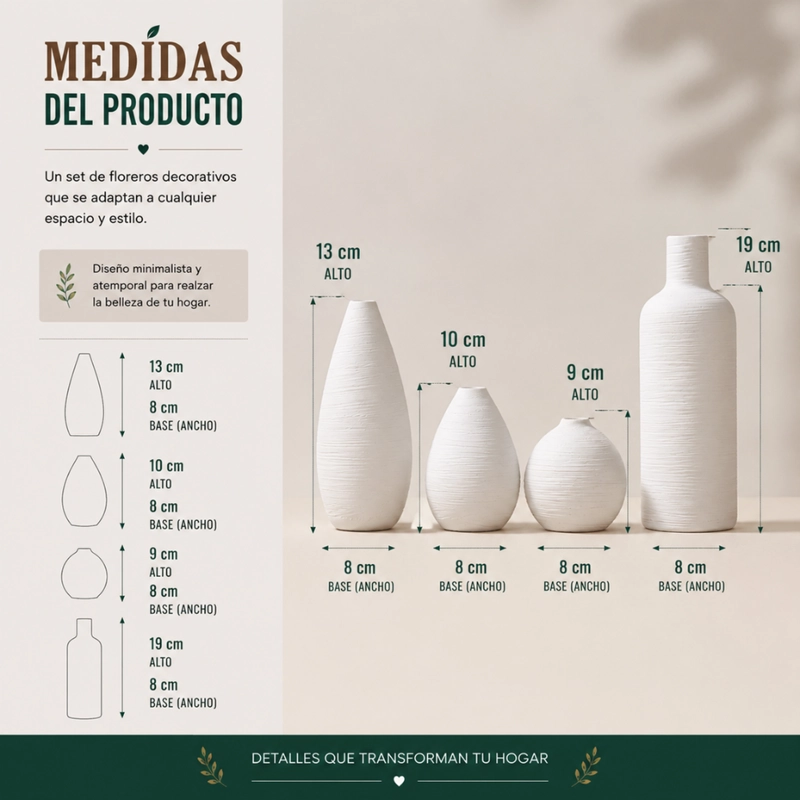 SET 4 FLOREROS DE CERAMICA DECORATIVOS ESTILO NORDICO HOGAR - 7
