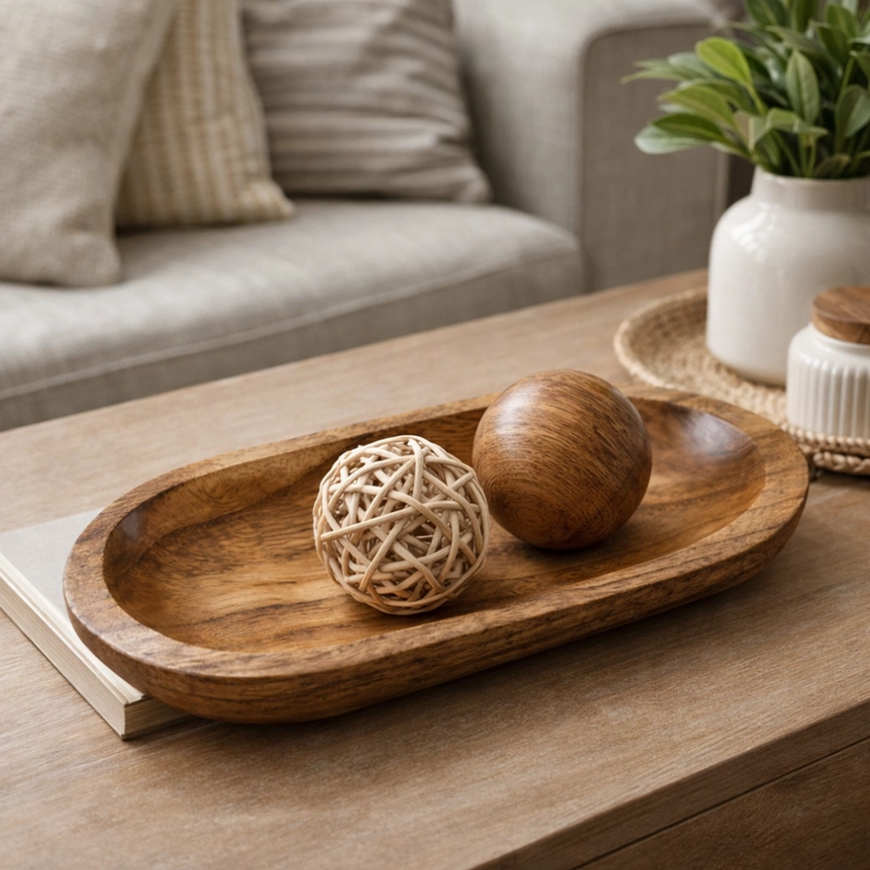 BANDEJA DE MADERA RUSTICA PREMIUM MULTIUSO DECORATIVA S - 2