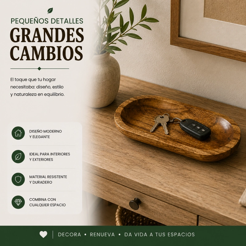 BANDEJA DE MADERA RUSTICA PREMIUM MULTIUSO DECORATIVA S - 4