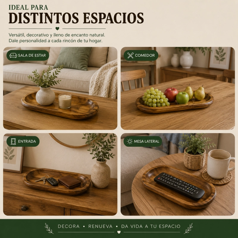 BANDEJA DE MADERA RUSTICA PREMIUM MULTIUSO DECORATIVA S - 6