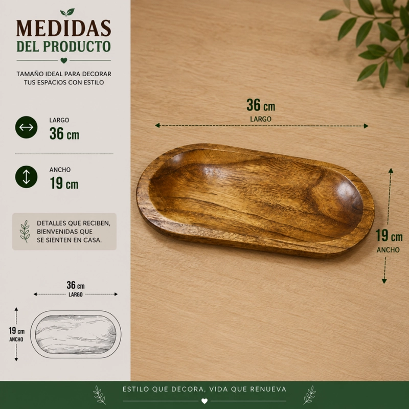 BANDEJA DE MADERA RUSTICA PREMIUM MULTIUSO DECORATIVA S - 7