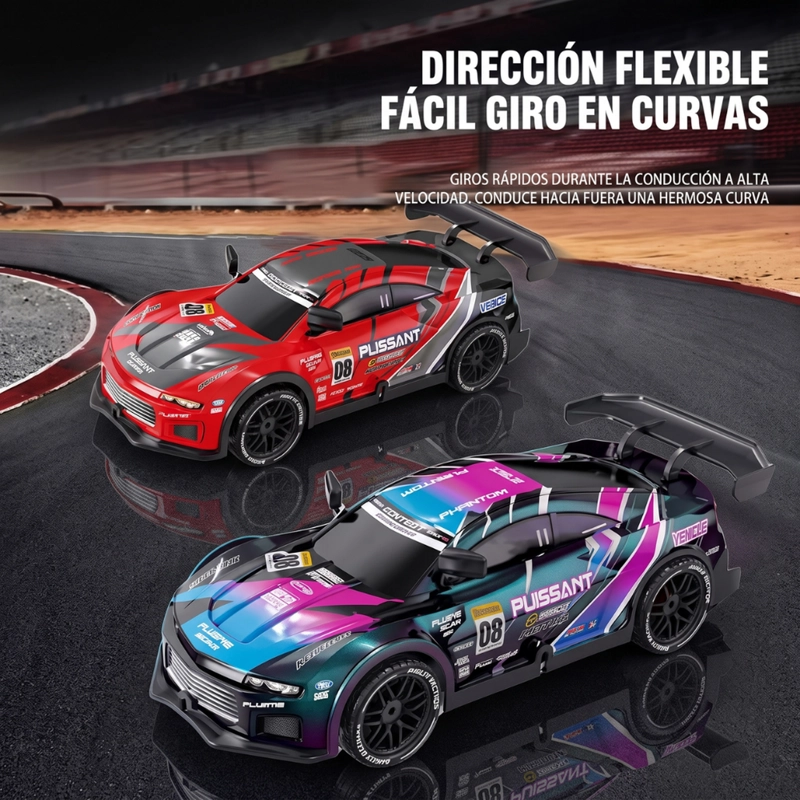 AUTO DRIFT CONTROL RC DERRAPE RECARGABLE DEPORTIVO LUCES - 3