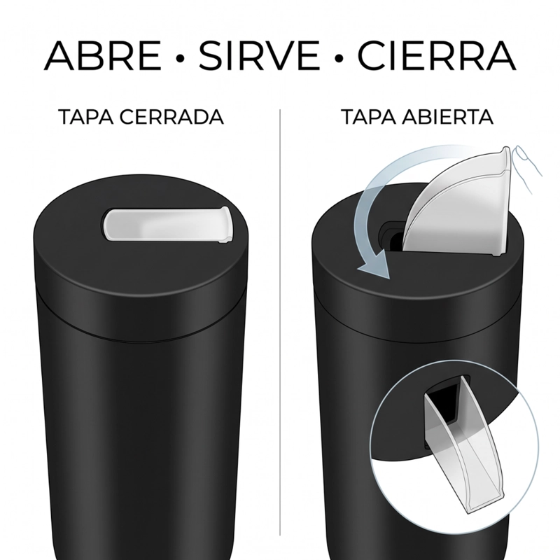 YERBERA ACERO INOXIDABLE NEGRA 400 GR DISPENSADOR YERBA - 6