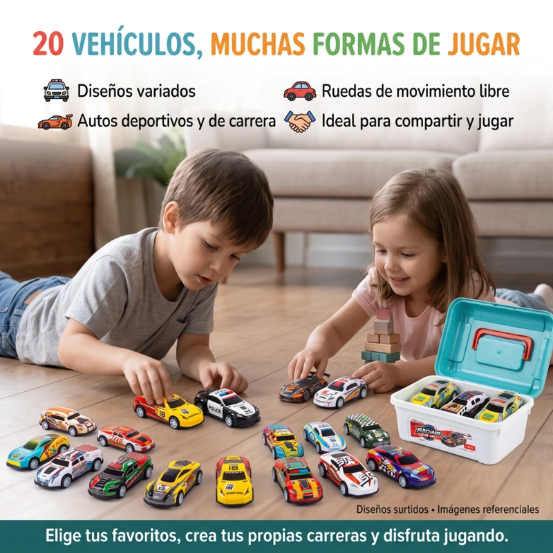 SET 20 AUTITOS DE METAL CON MALETIN CAJA ORGANIZADORA INFANTIL - 4