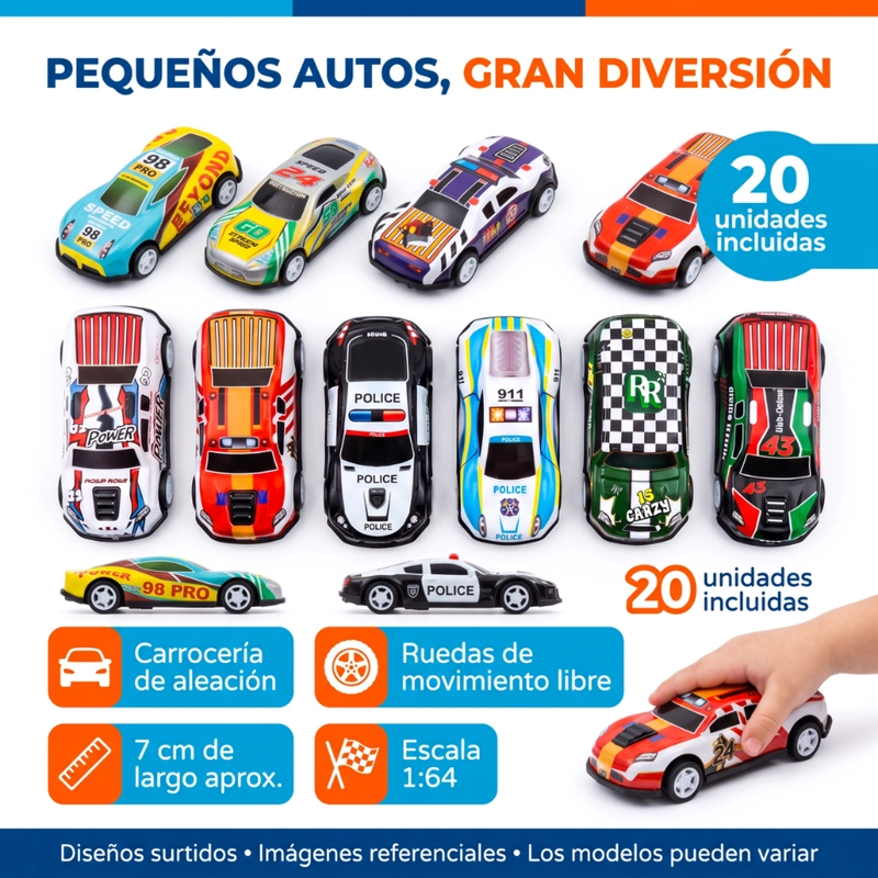 SET 20 AUTITOS DE METAL CON MALETIN CAJA ORGANIZADORA INFANTIL - 7