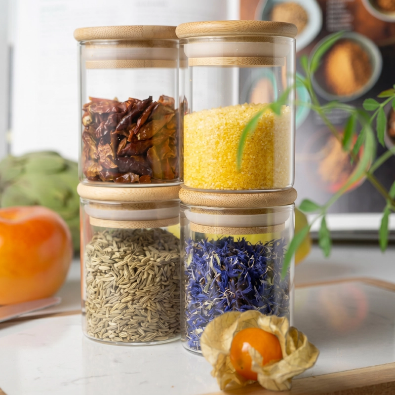 SET 12 FRASCOS DE ESPECIAS CONDIMENTOS CON TAPA BAMBU COCINA - 2