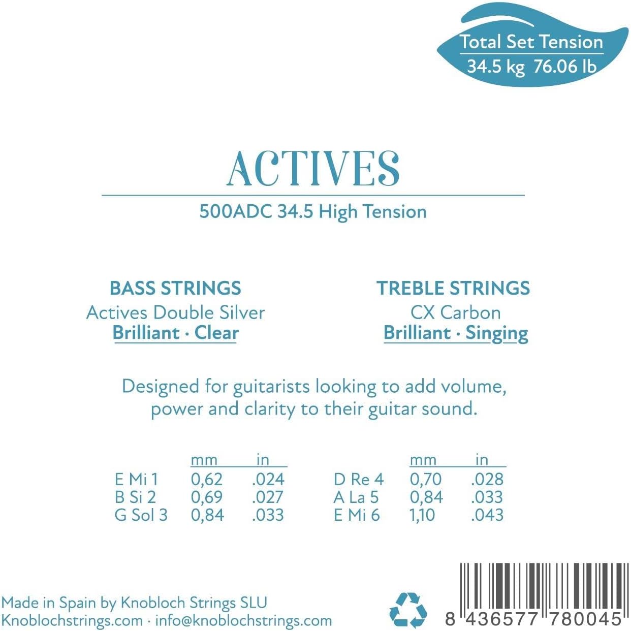 SET CUERDA KNOBLOCH ACTIVES CX CARBON TENSION ALTA - 2