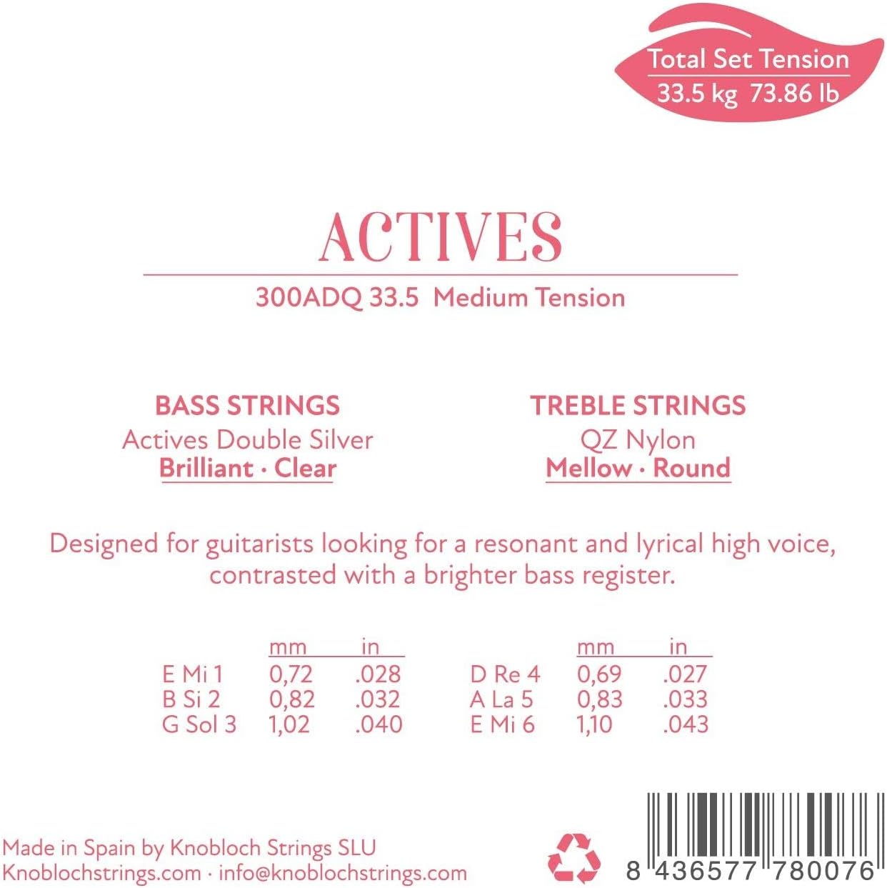 SET CUERDA KNOBLOCH ACTIVES TENSION MEDIA QZ NYLON - 2