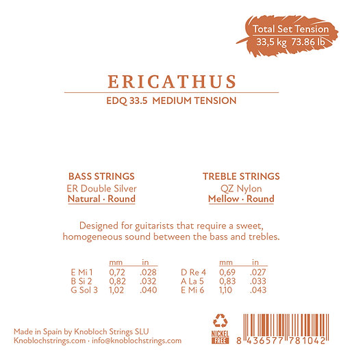SET CUERDA KNOBLOCH ERITHACUS NYLON QZ TENSION MEDIA 33.5 - 2