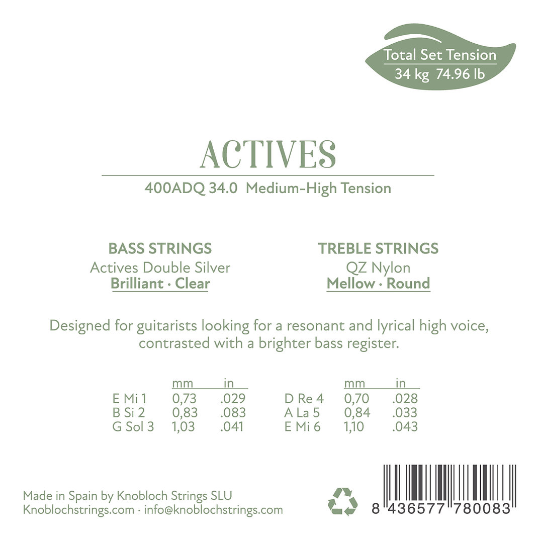 SET CUERDA KNOBLOCH ACTIVES DOUBLE SILVER TENSION MEDIA-ALTA QZ NYLON 400 ADQ - 2