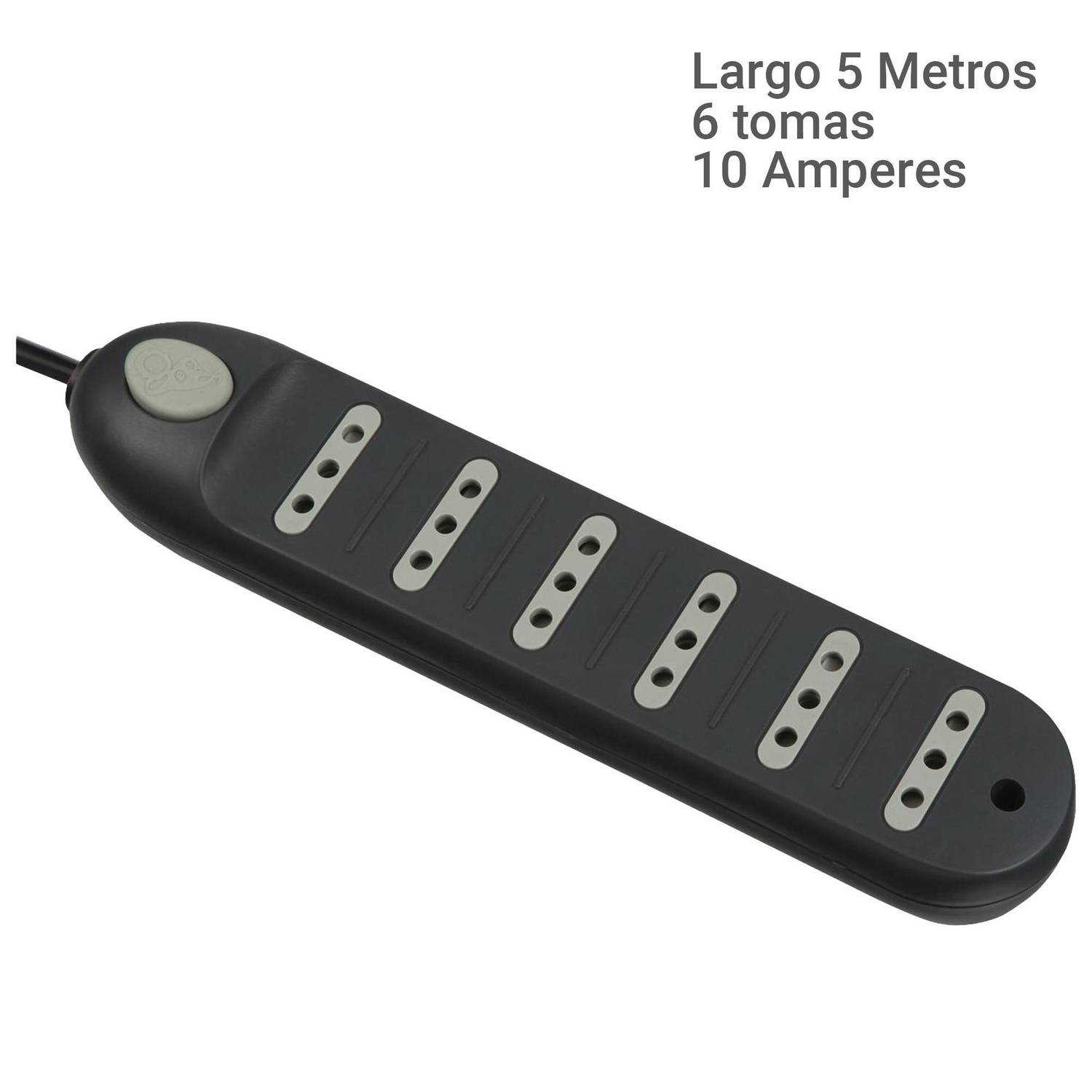 ALARGADOR 6 TOMAS 5 METROS CON SWITCH NEGRO - 3