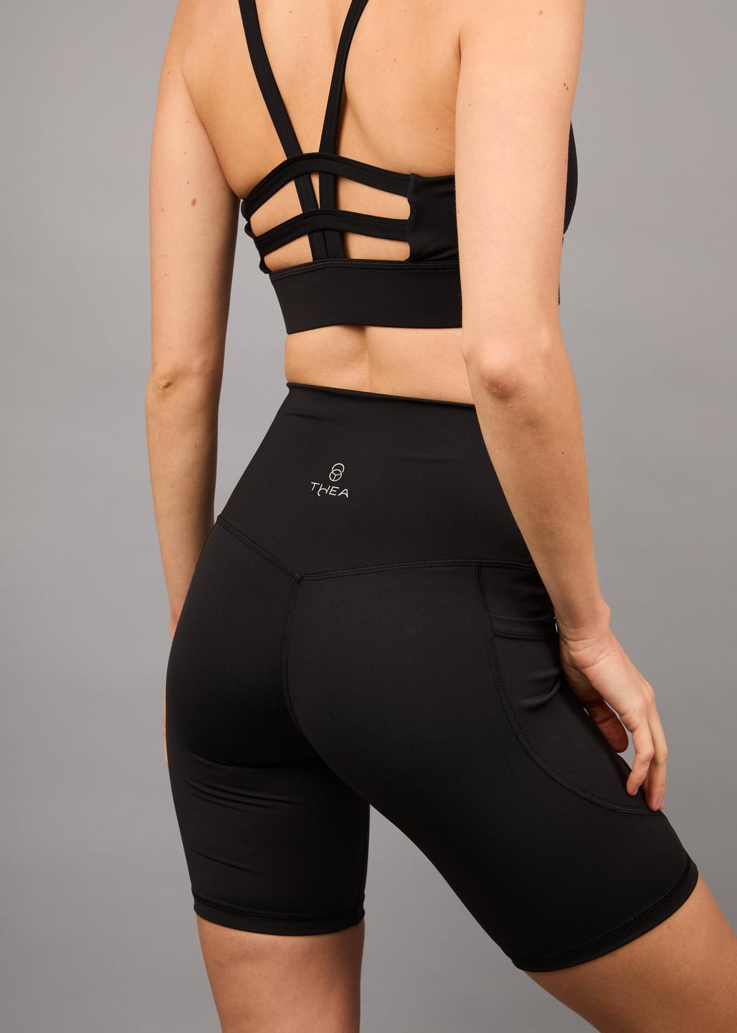 LEGGING MUJER THEA LIFE NYLON / SPANDEX BLACK CORTAS BOLSILLOS LATERALES AMBAR - 5
