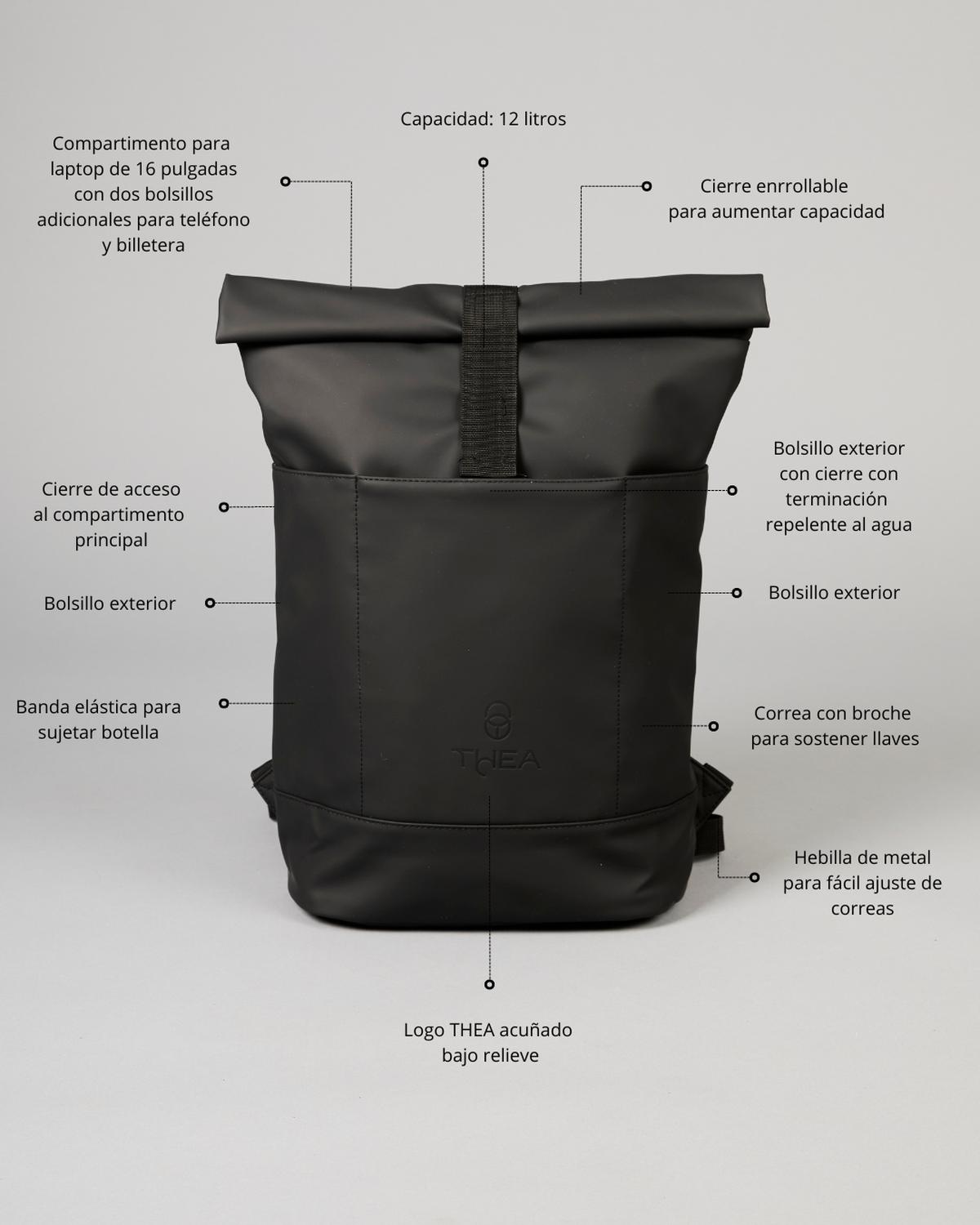 MOCHILA URBAN ARTEMISA BLACK 12 LTS. - 2