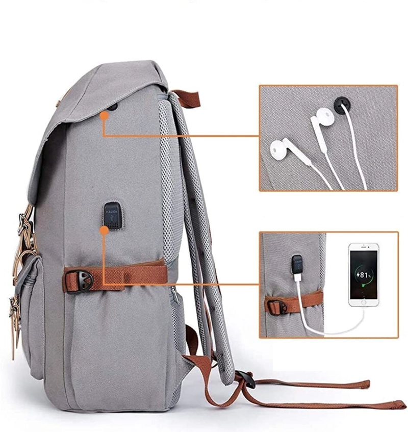 MOCHILA OUTDOOR CASUAL CON COMPARTIMIENTO LAPTOP CON USB GRIS - 3
