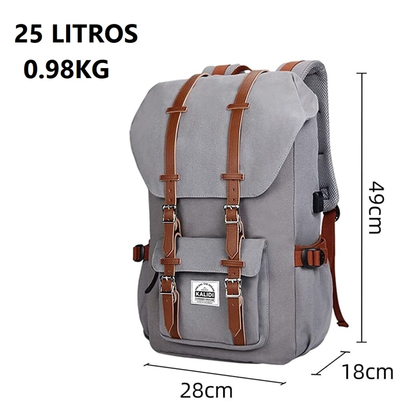 MOCHILA OUTDOOR CASUAL CON COMPARTIMIENTO LAPTOP CON USB GRIS - 5