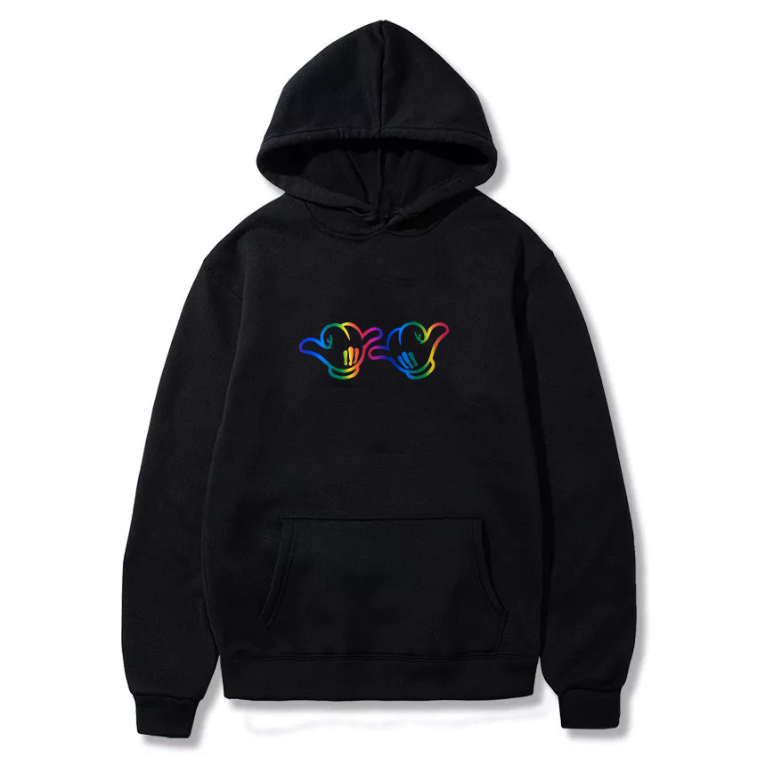 POLERÓN MANGA LARGA UNISEX BEST NEGRO CANGURO ESTAMPADO MANITOS - 1