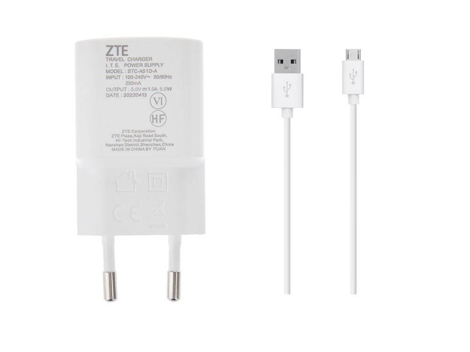 CARGADOR ORIGINAL ZTE 5W MODELO STC-A51D-A + CABLE MICRO USB - 1