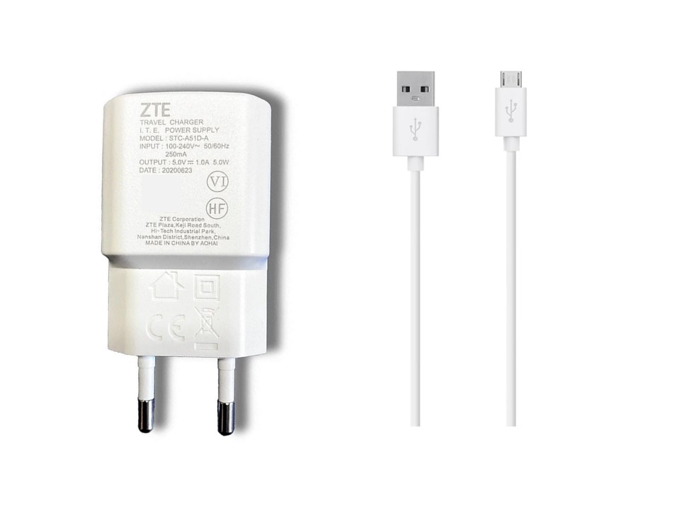 CARGADOR ORIGINAL ZTE 5W MODELO STC-A51D-A + CABLE MICRO USB - 6