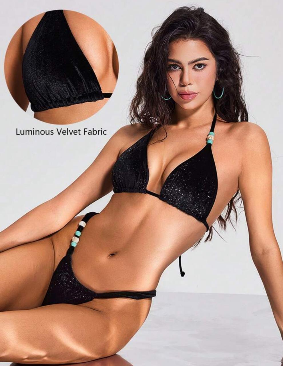 TRAJE DE BAÑO MUJER TERCIOPELO NEGRO - 2