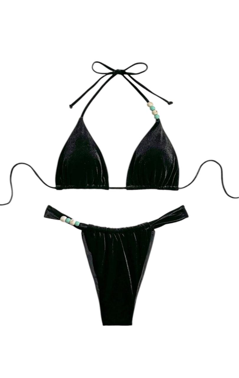 TRAJE DE BAÑO MUJER TERCIOPELO NEGRO - 4