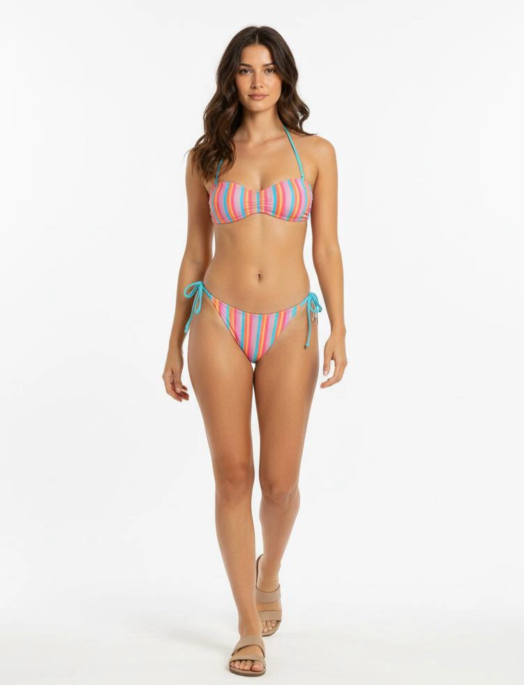 TRAJE BAÑO MUJER CELESTE CONJUNTO BIKINI - 1