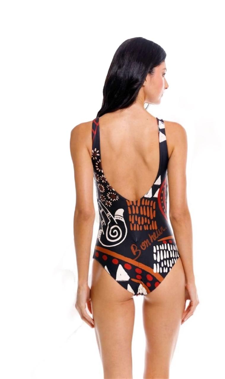 TRAJE DE BAÑO MUJER ENTERO LOLITA UBUNTU BORDADO A MANO - 6