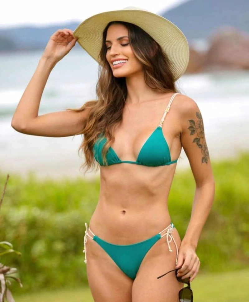 TRAJE DE BAÑO MUJER CONJUNTO DE BIKINI  LAZOS LATERALES - 2