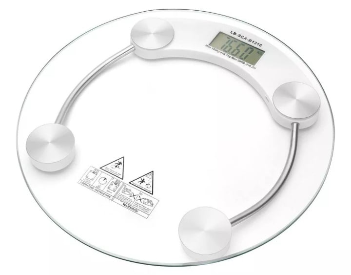 BALANZA EIT TECNOLOGÍA PAQUETERÍA REDONDA BAÑO DIGITAL VIDRIO TEMPLADO 30 CM + PILA 180 KG T356 - 1