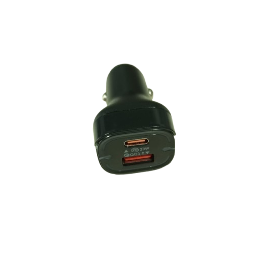 CARGADOR RAPIDA AUTOS USB Y TIPO C 38W SOLO NEGRO - 1