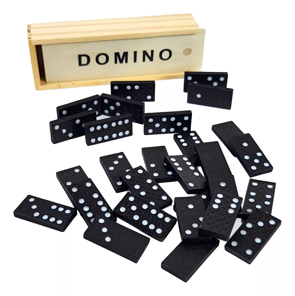 JUEGO MESA DOMINO NEGRO 28 UNDS EN CAJA MADERA 15 X 5CM - 1